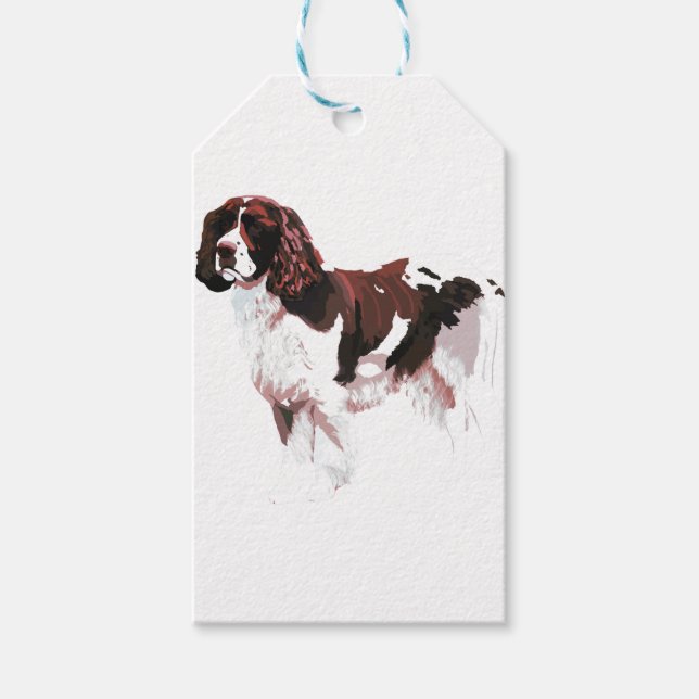Braune und weiße Springer Spaniel Geschenkanhänger (Vorderseite)