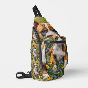 braune und weiße Strickwaren, Puppenakrylkunst, Crossbody Bag