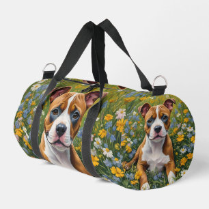 braune und weiße Strickwaren, Puppenakrylkunst, Duffle Bag