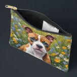 braune und weiße Strickwaren, Puppenakrylkunst, Zubehörtasche<br><div class="desc">In einem Bereich von Daisies fotografiert ist ein brauner und weißer Bühnenwelpen in einem akryllischen Kunstdesign.</div>