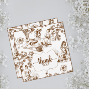 Braune und weiße Toile de Jouy-Brautparty Dankeskarte