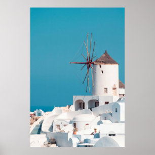 Braune und weiße Windmühle Poster