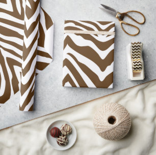 Braune und weiße Zebrastreifen Tierfarbe Geschenkpapier