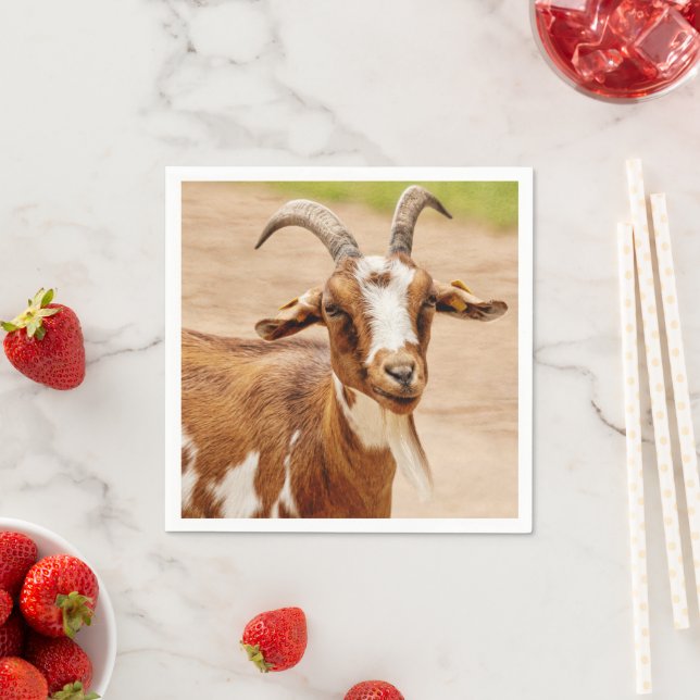 Braune und weiße Ziege Serviette (Beispiel)
