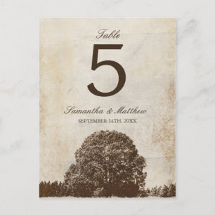 Braune Vintage-Eichentisch-Nummer für die Herbst-H Postkarte