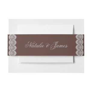 Braune Vintage-Hochzeit mit Spitzen im Old-Money-S Einladungsbanderole