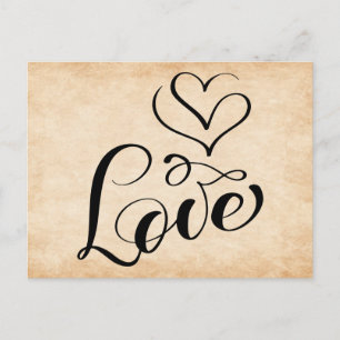 Braune Vintage-Liebesherzen Hochzeit Grunge Braut- Postkarte