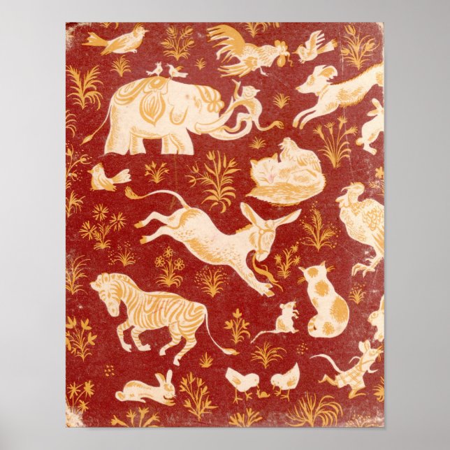 Braune Vintage Tierarten Poster (Vorne)