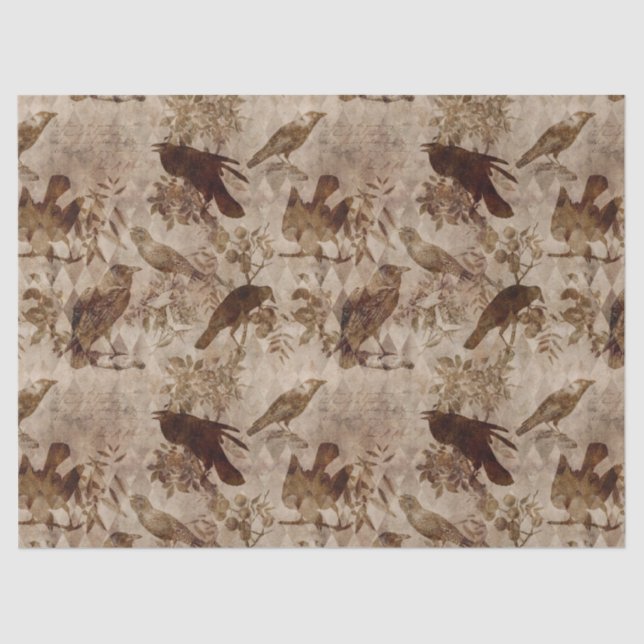 Braune Vögel und Branchen Seidenpapier (Vorderseite)