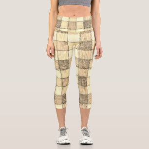 Bräune von Frauen und Khaki Gingham Capri Leggings