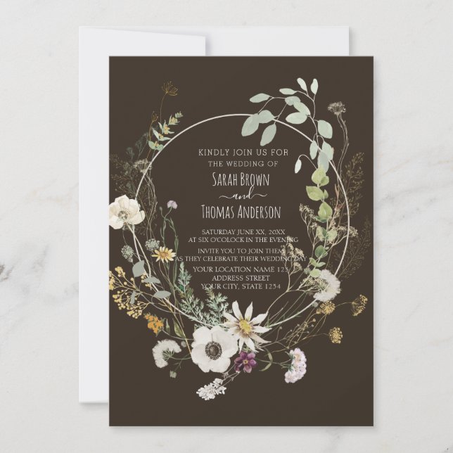 Braune weiche Blume Einladung (Vorderseite)