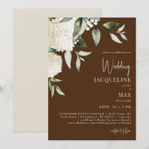 Braune Weiße Hortensien Hochzeit Einladung