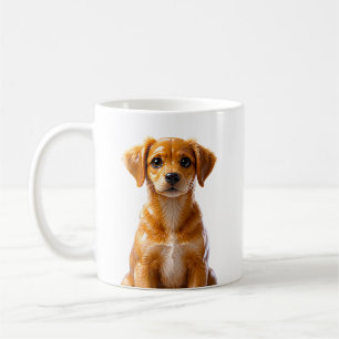 Braune Welpen-Porträt-Illustration Kaffeetasse