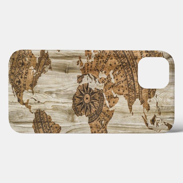 Braune Weltkarte Case-Mate iPhone Hülle (Rückseite (Horizontal))