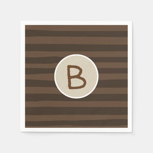 Braune Whimsikstreifen Rustikal Moderne Minimal Serviette (Vorderseite)