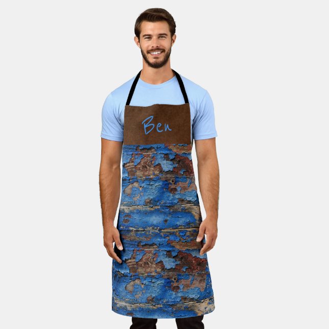 Braune Wildleder N Blauer Chip Farbe *Persönlich* Schürze (Getragen)