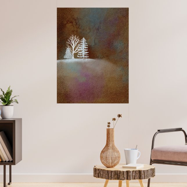 Braune Winternachtsschneebaum Poster (Wohnzimmer 3)