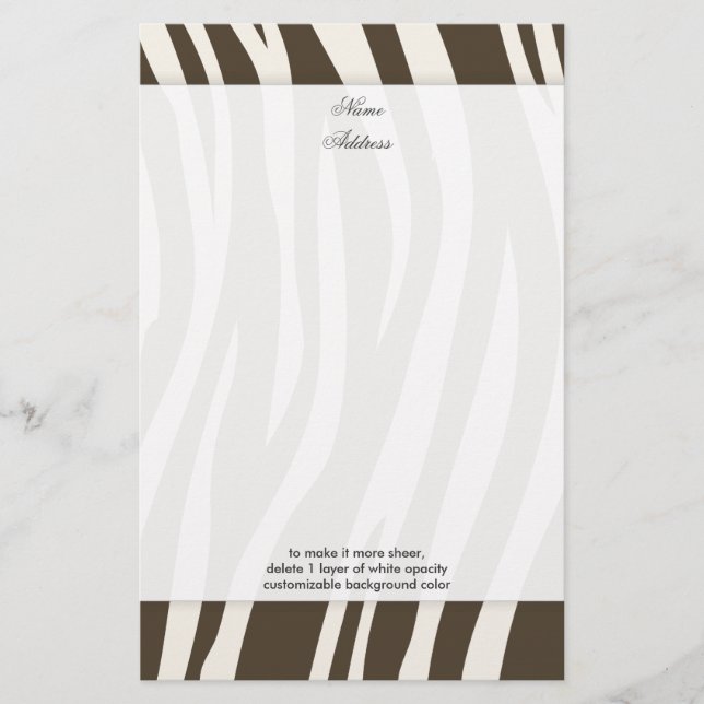 Braune Zebra Streifen Hintergrundfarbe!! Briefpapier (Vorderseite)