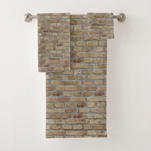 Braune Ziegelmauer - Neuartiges Design Badhandtuch Set (Insitu)