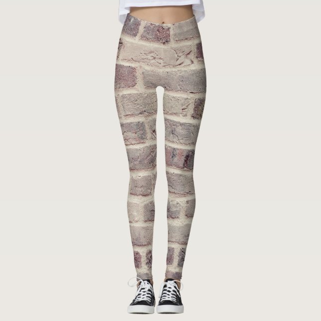 Braune Ziegelwand Leggings (Vorderseite)