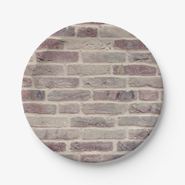 Braune Ziegelwand Pappteller (Vorderseite)
