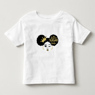 Braune Zucker-Babe in Schwarz und Gold Kleinkind T-shirt
