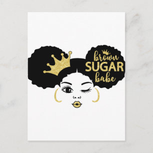 Braune Zucker-Babe in Schwarz und Gold Postkarte