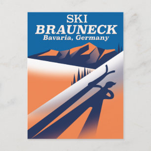 Brauneck Bayern, Vintage-Skiplakat. Postkarte