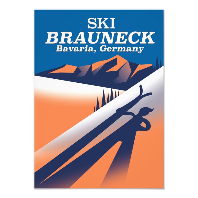 Brauneck Bayern, Vintages Skiposter. Fotodruck (Vorne)
