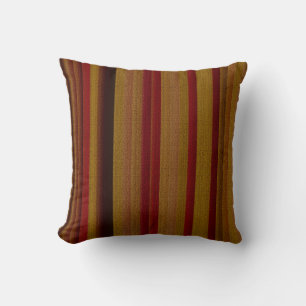 Braunen und Burgund gestreiftes Burlap Printmuster Kissen