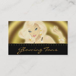 Bräunender Salon-hübsches blondes Frauen-Gold Visitenkarte