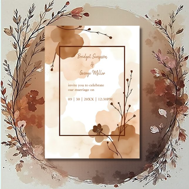 Brauner abstrakter Boho Minimal Blütenhochzeit (Von Creator hochgeladen)