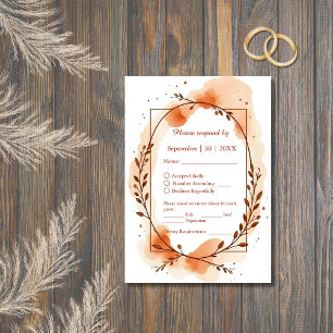 Brauner abstrakter rustikaler Kranz Boho Wasserfar RSVP Karte