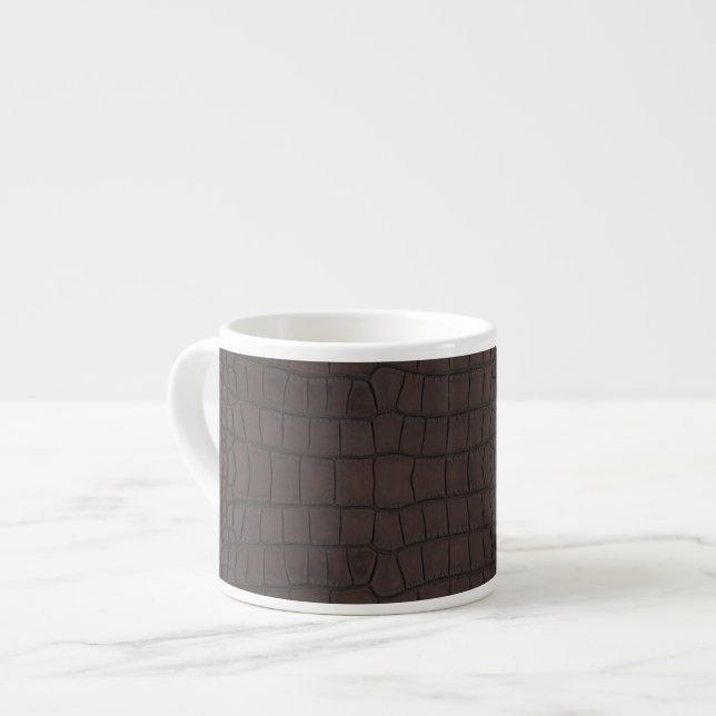 Brauner Alligator Textur Print Espressotasse (Vorderseite Links)