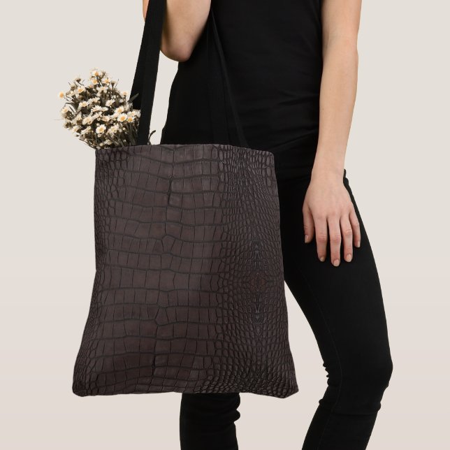 Brauner Alligator Textur Print Tasche (Von Nahem)