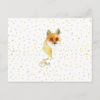Brauner Aquarellfuchs Imitate Glitzer Punkte Postkarte