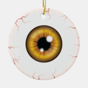 Brauner Augapfel mit glücklichem Halloween-Individ Keramik Ornament