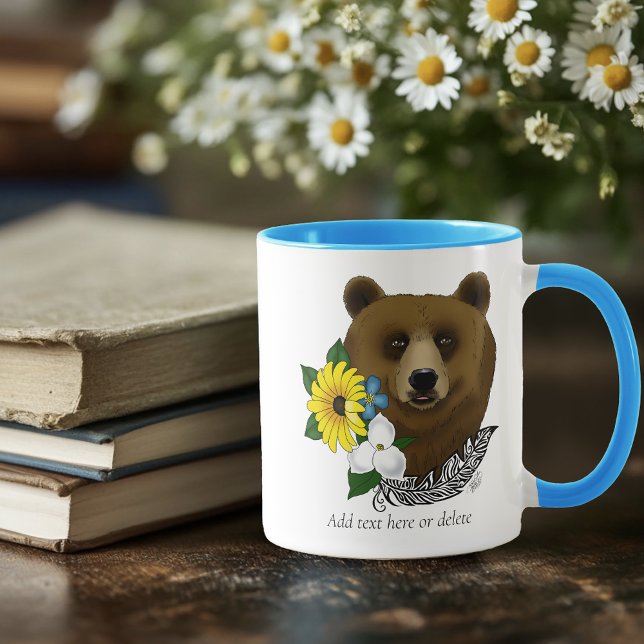 Brauner Bär Blüten Feather Tasse (Von Creator hochgeladen)