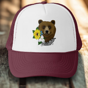 Brauner Bär Blüten Feather Truckerkappe