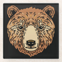 Brauner Bär für den Herbst Glasuntersetzer