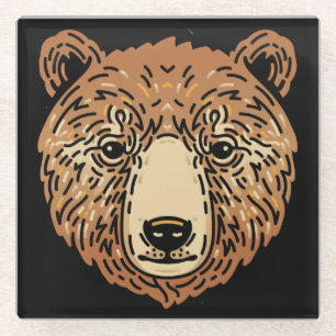 Brauner Bär für den Herbst Glasuntersetzer