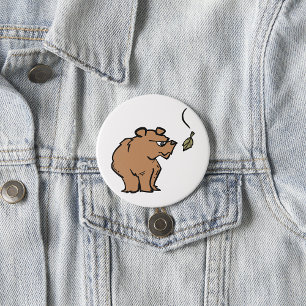 Brauner Bär mit fallendem Herbstleaf Niedliche Tie Button