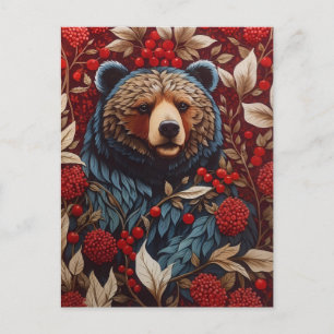 Brauner Bär Rote Beeren - Inspiriert von William M Postkarte