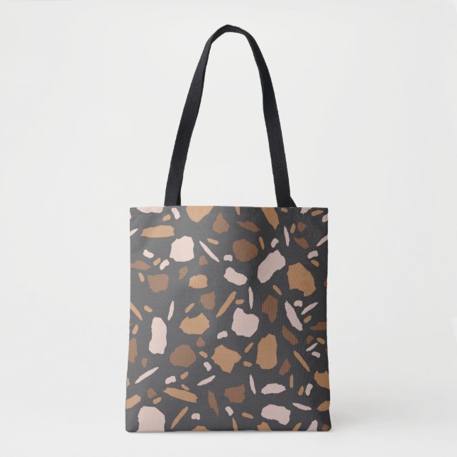 Brauner, Beige, Tan und grauer Terrazzo-Marmor Tasche (Vorderseite)