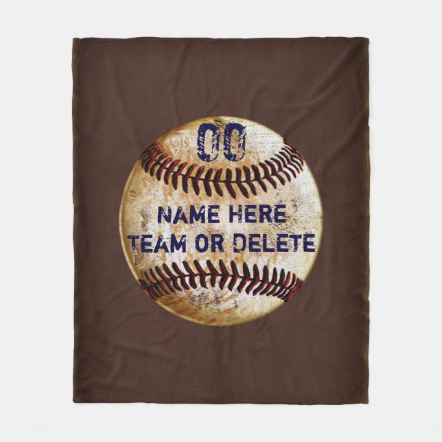 Brauner, blauer Baseball-Schild mit Ihrem Text Fleecedecke (Vorderseite)