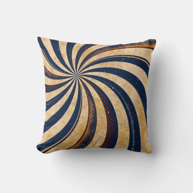 Brauner Blauer Swirl Abstrakter Throw Kissen Wohng (Vorderseite)