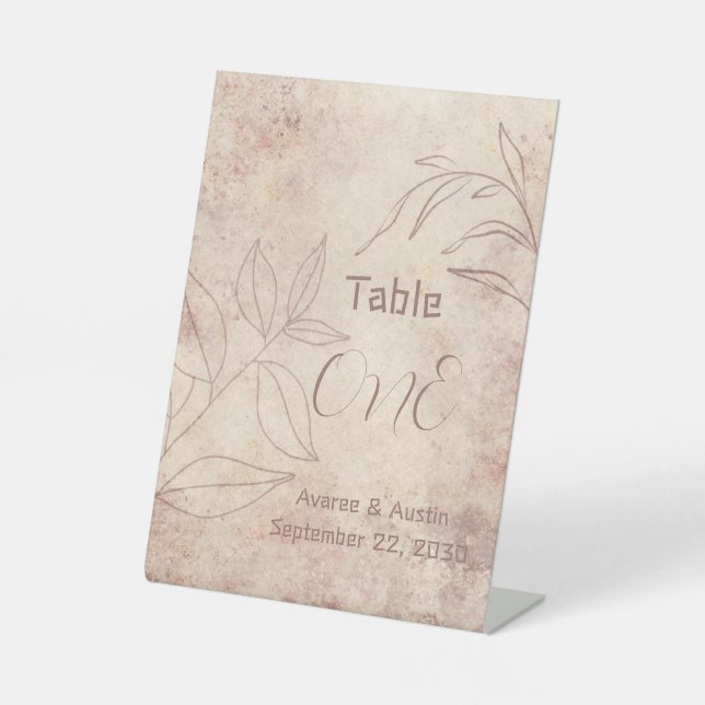 Brauner Blumenhintergrund mit braunem Textpegel Sockelschild (Vorderseite)