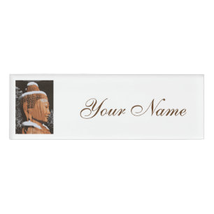 Brauner Buddha-Kopf Namenschild