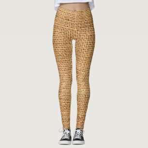 Brauner Burlap-Sack: Texturierter Stoff Hintergrun Leggings