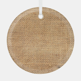 Brauner Burlap-Sack: Texturierter Stoff Hintergrun Ornament Aus Glas